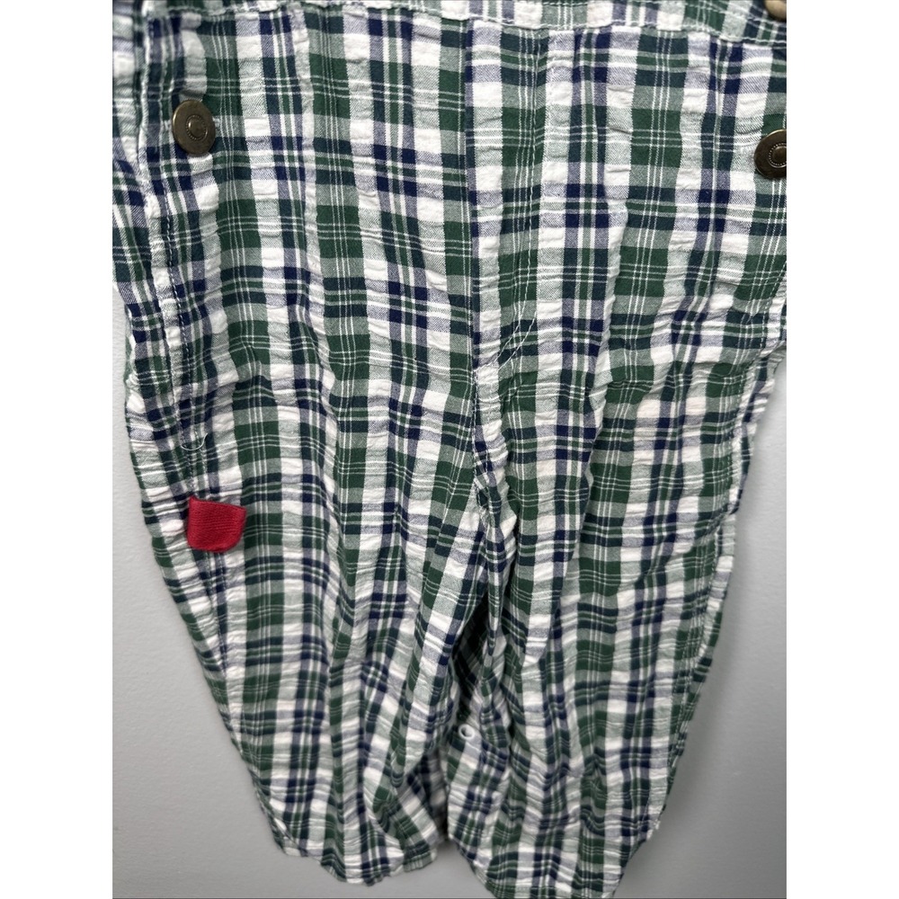 Vintage 24 Mo Baby Overalls Romper Plaid Golf Green Bear Pants 100% Cotton - Picture 7 of 11